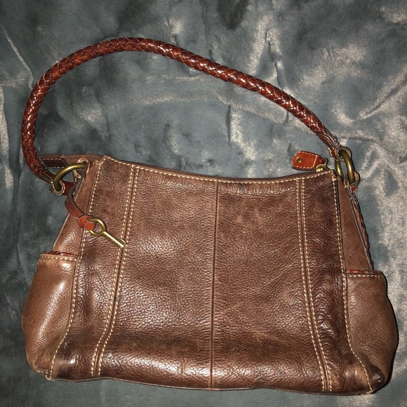 Fossil Bags Fossil Brown Leather Handbag With Braided Handle Poshmark